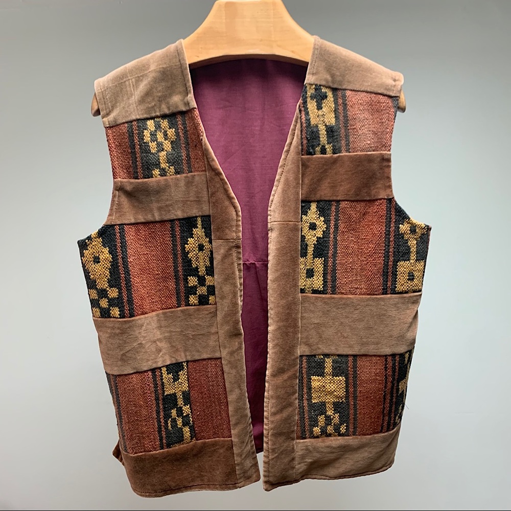 Handmade Tailored Vest | Embroidered Aztec design